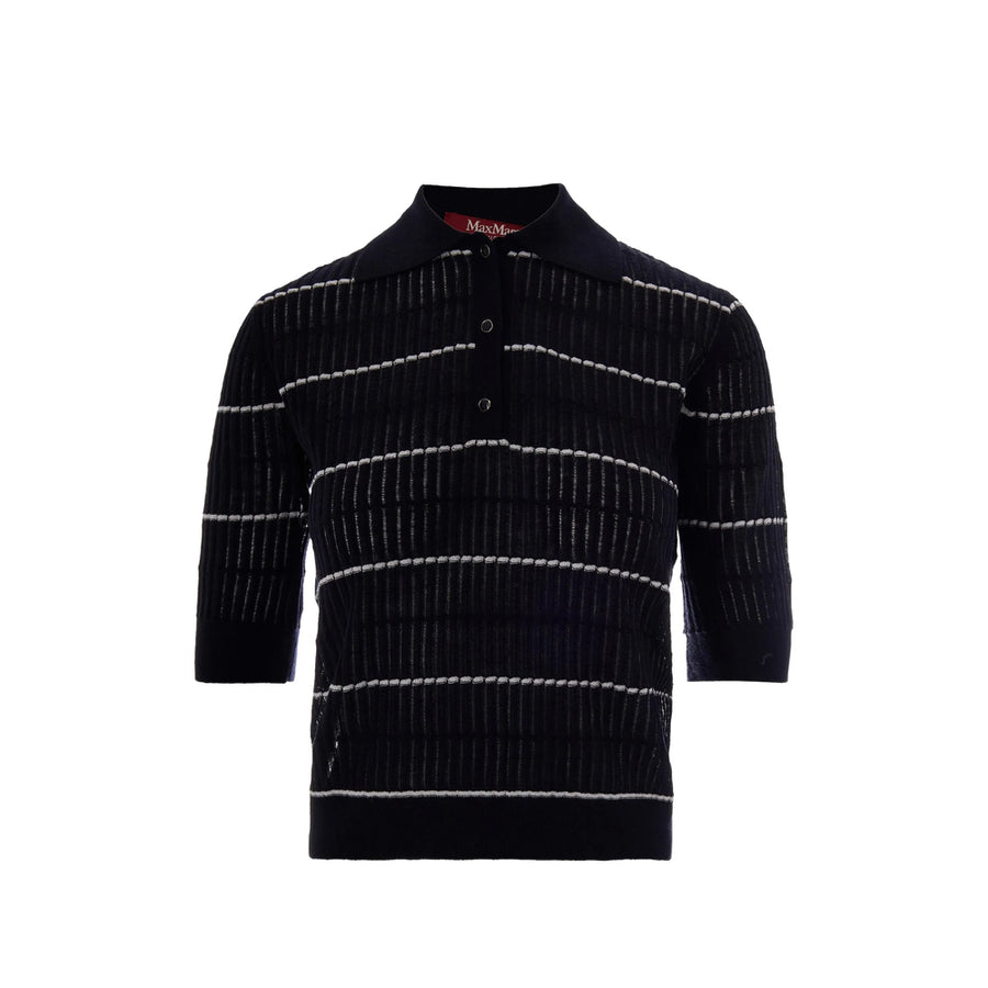 Blue Striped Knit Sweater Silk: 55. Cardigans