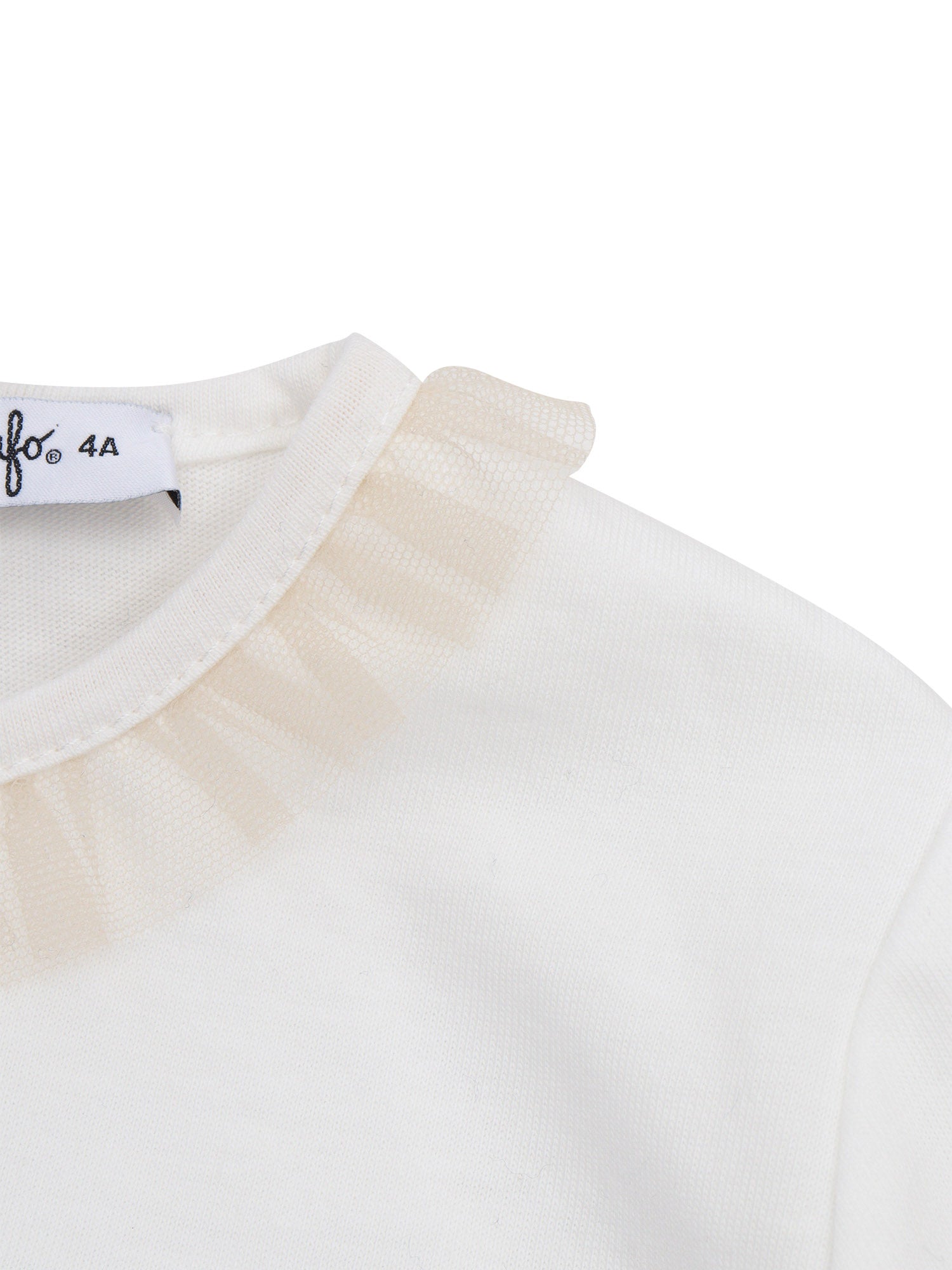 Long Sleeved T-Shirt White Cotton Fabric 2 Polyamide Sleeves