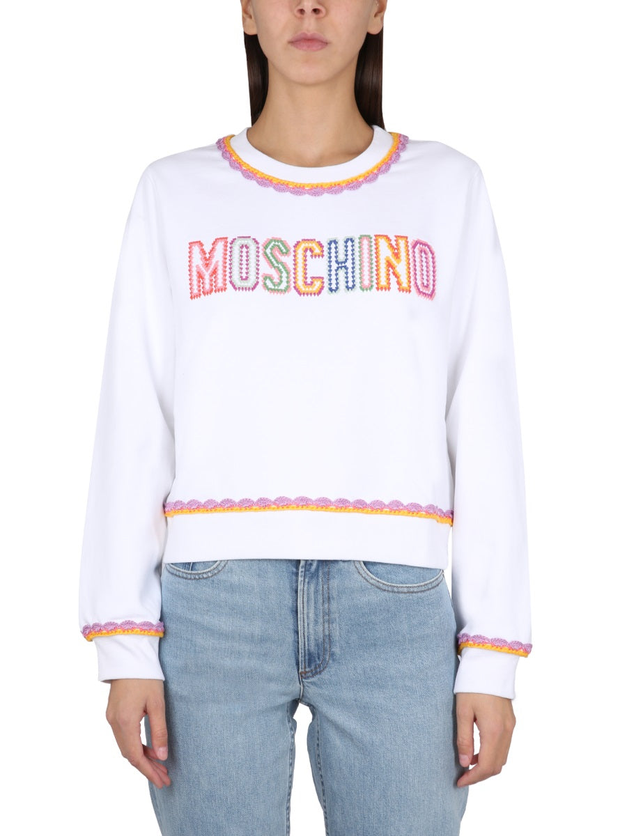 Crewneck Sweatshirt White Cotton Sweatshirts