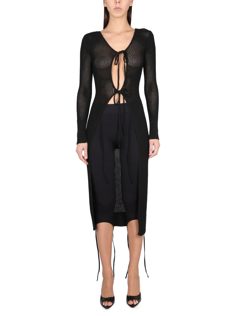 Long Perforated Jersey Black Viscose Sweatshirts