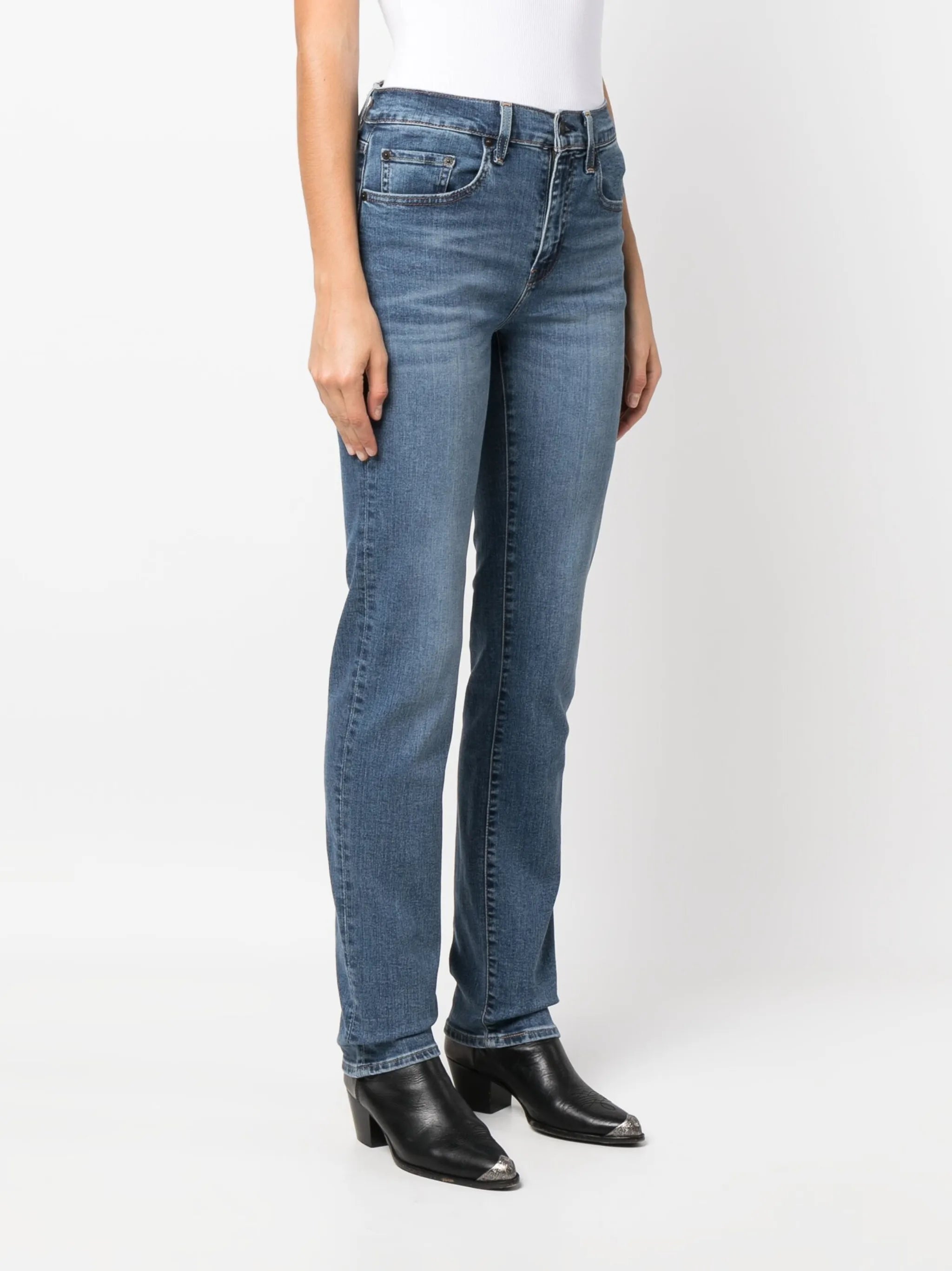 724 High Rise Straight Blue Wave Mid Jean