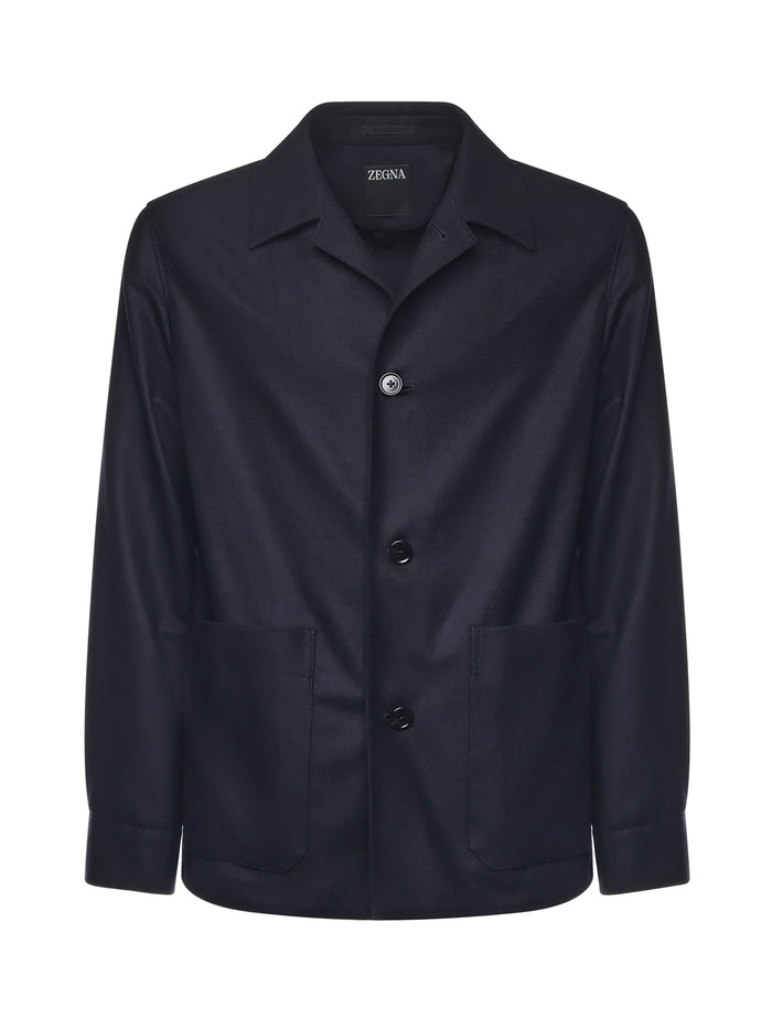 Zegna Shirts Blue Navy Wool