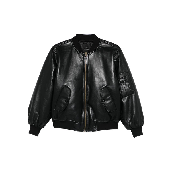 Leather Outerwear With Zip Closure Black 48. Jacket