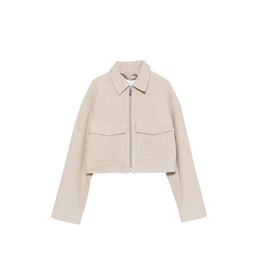 Cropped Goat Suede Outerwear Neutrals Lining Polyester: 100. Leather Jackets