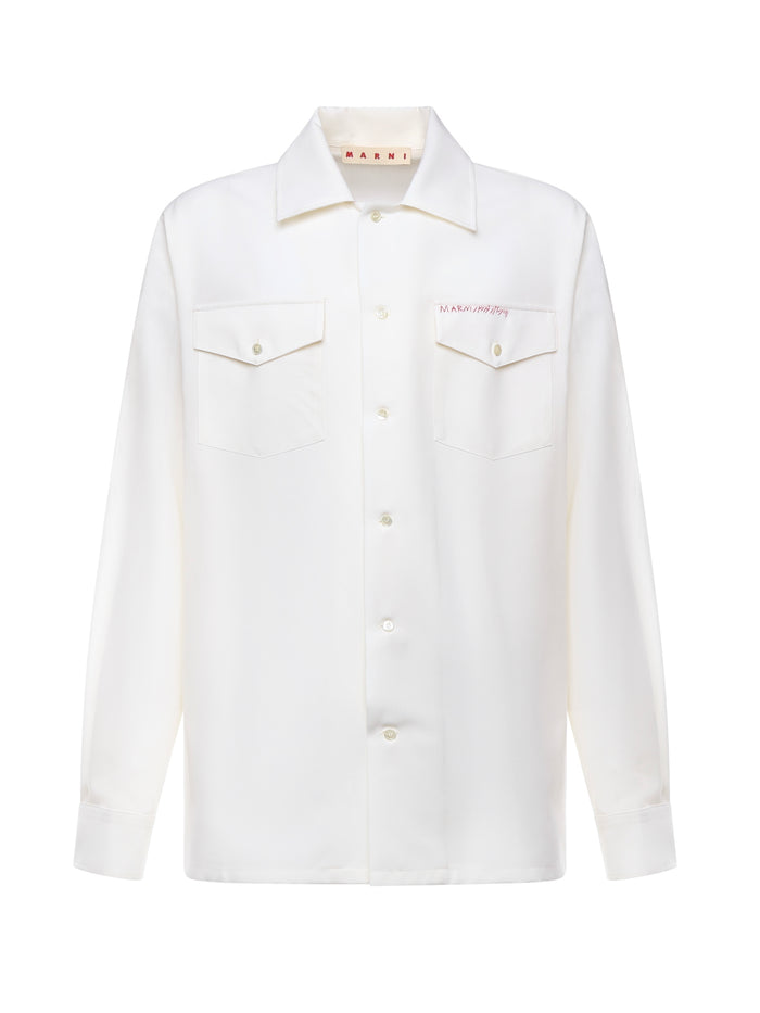 Marni Shirts Lilywhite Virgin Wool Woven