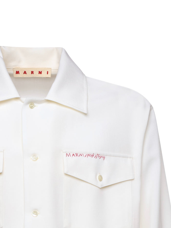 Marni Shirts Lilywhite Virgin Wool Woven
