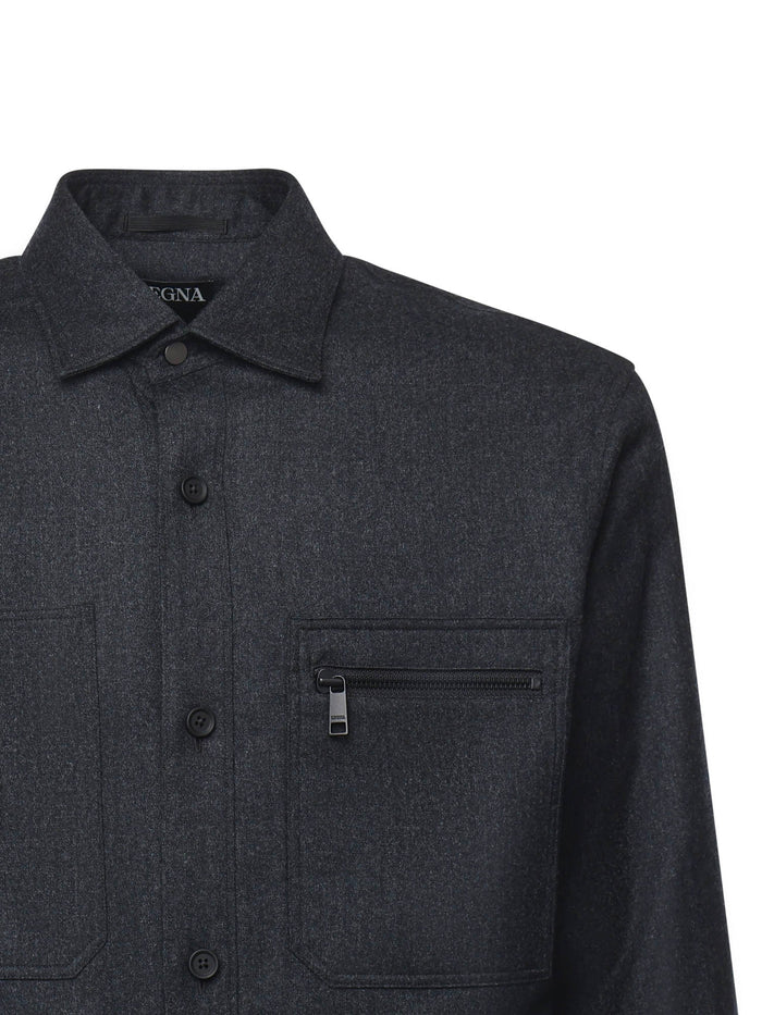ZEGNA Shirts Grey Wool
