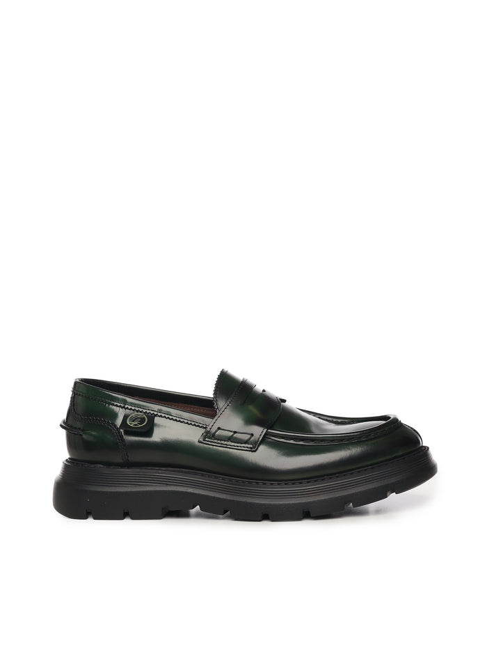 Giuliano Galiano Flat shoes Green Calfskin