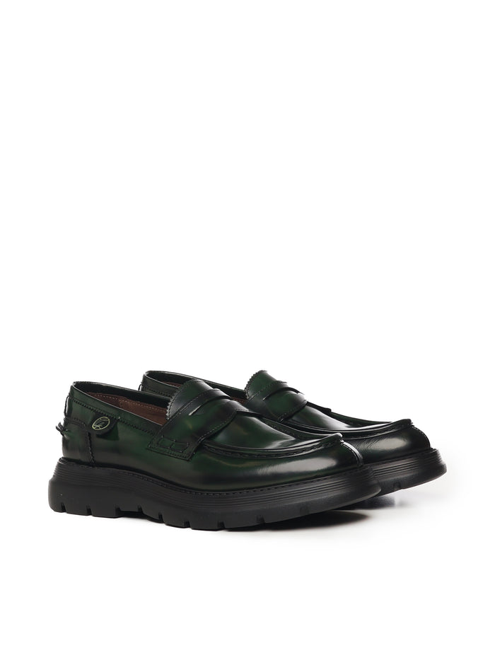 Giuliano Galiano Flat shoes Green Calfskin