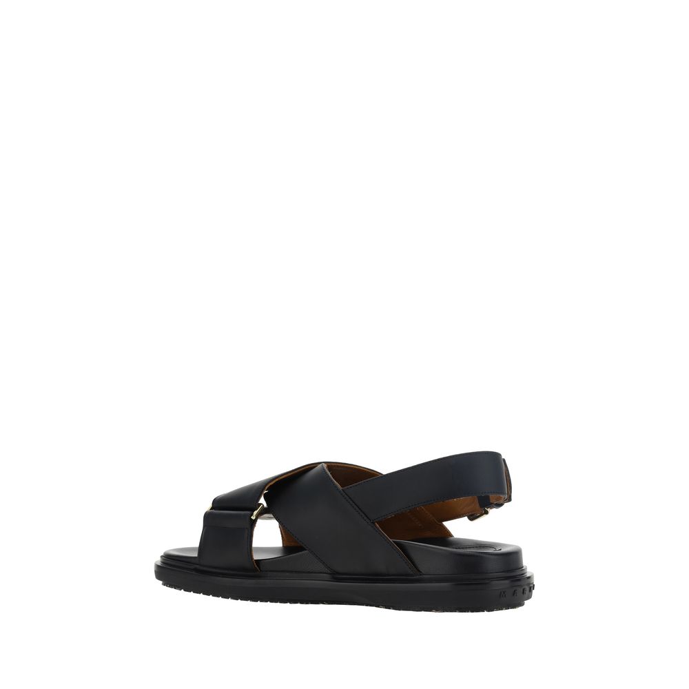 Marni UPPER 100% Calf Leather Bos Taurus sandals in black — view 3