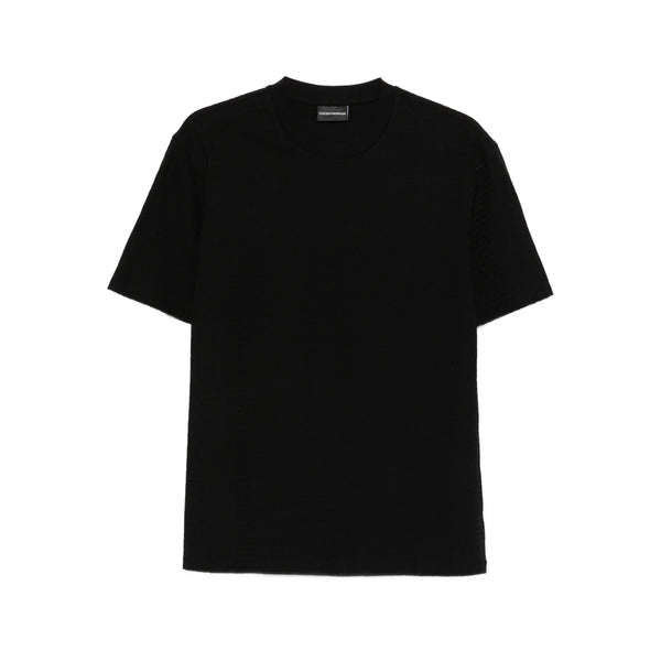 T-Shirt With Jacquard Logo Pattern Black Cotton: 100. T-shirts