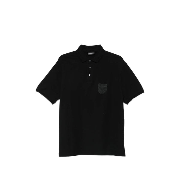 Black Short Sleeve Polo Sweater Cotton: 100. Shirts