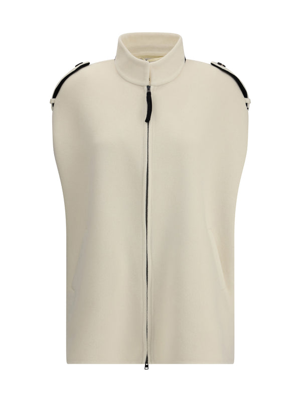 Zipped Cape Cream-Black Cream/black Outer: Wool Coat