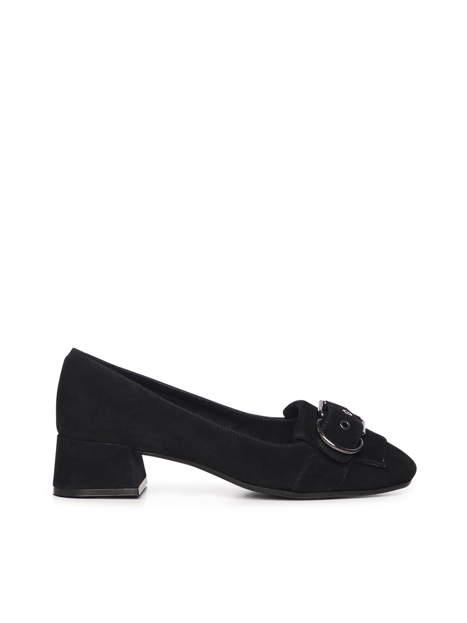 Carmens With Heel Black Suede