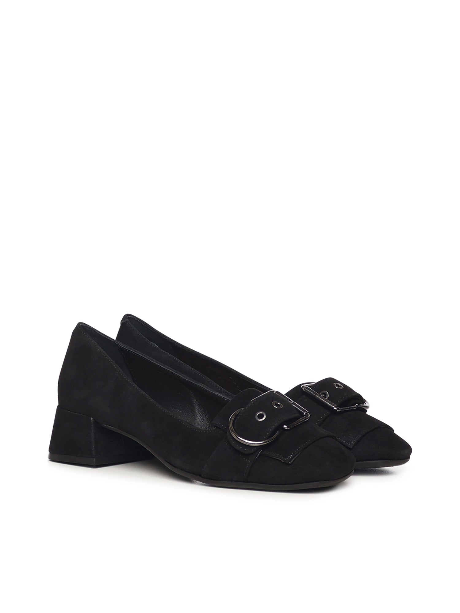 Carmens With Heel Black Suede