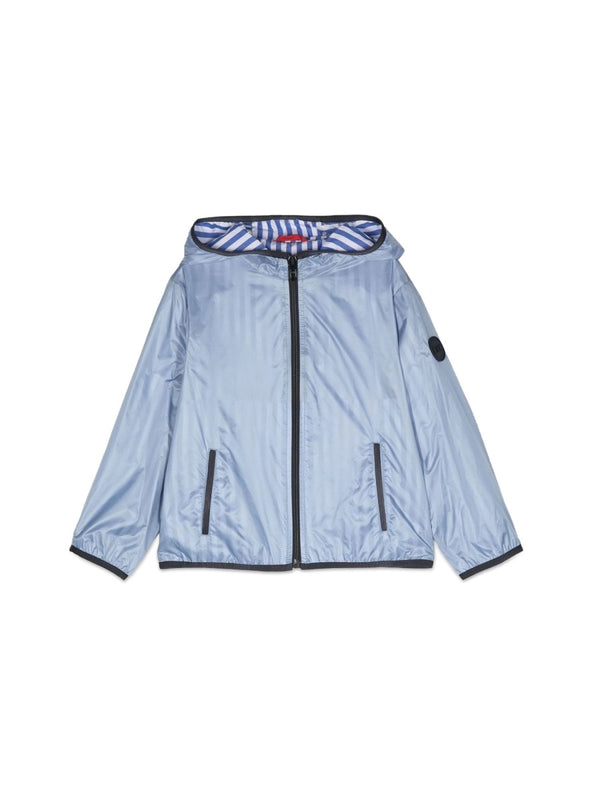 Hooded Zip-Up Jacket Baby Blue Polyamide