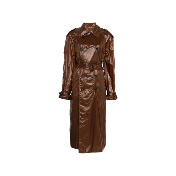 Trench Coat Double-Breasted Brown Polyamide & Raincoats
