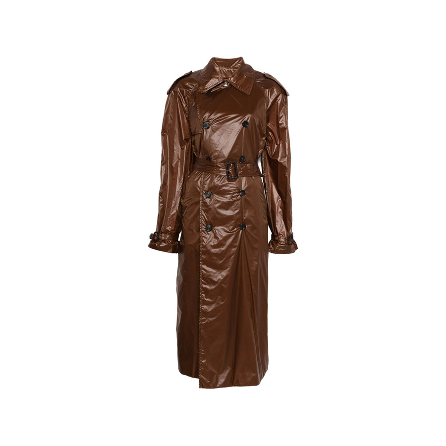 Trench Coat Double-Breasted Brown Polyamide & Raincoats