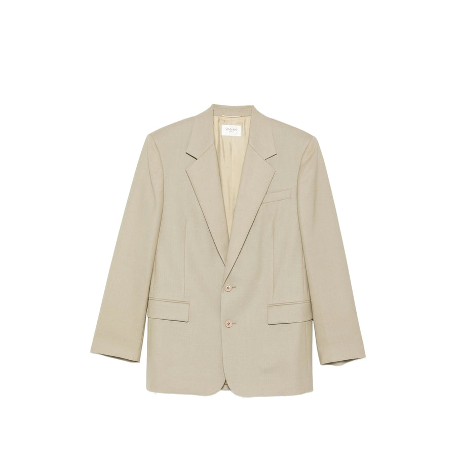 Wool And Silk Blazer Green Blazers