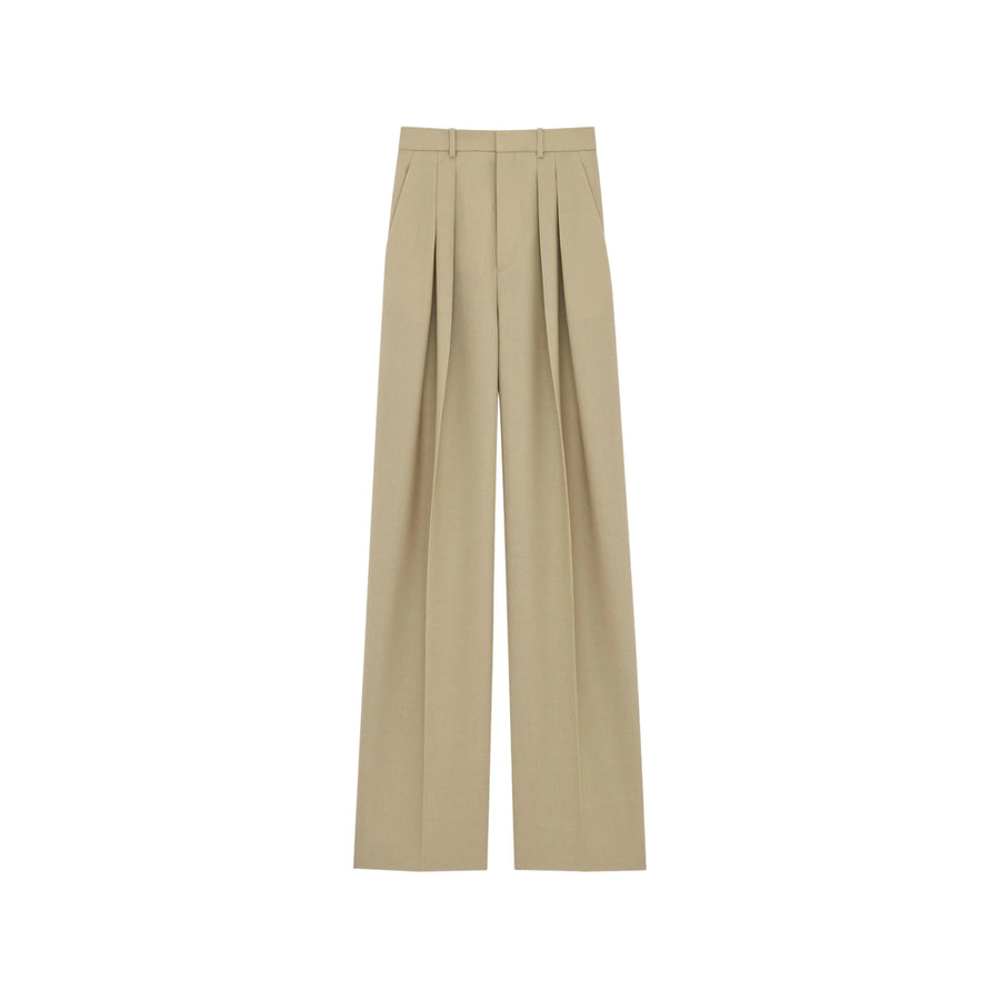Tailored Pleated Trousers Beige Neutrals Wool