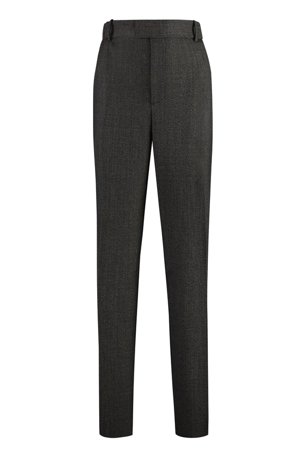 Trousers Brown Wool Cotton Straight