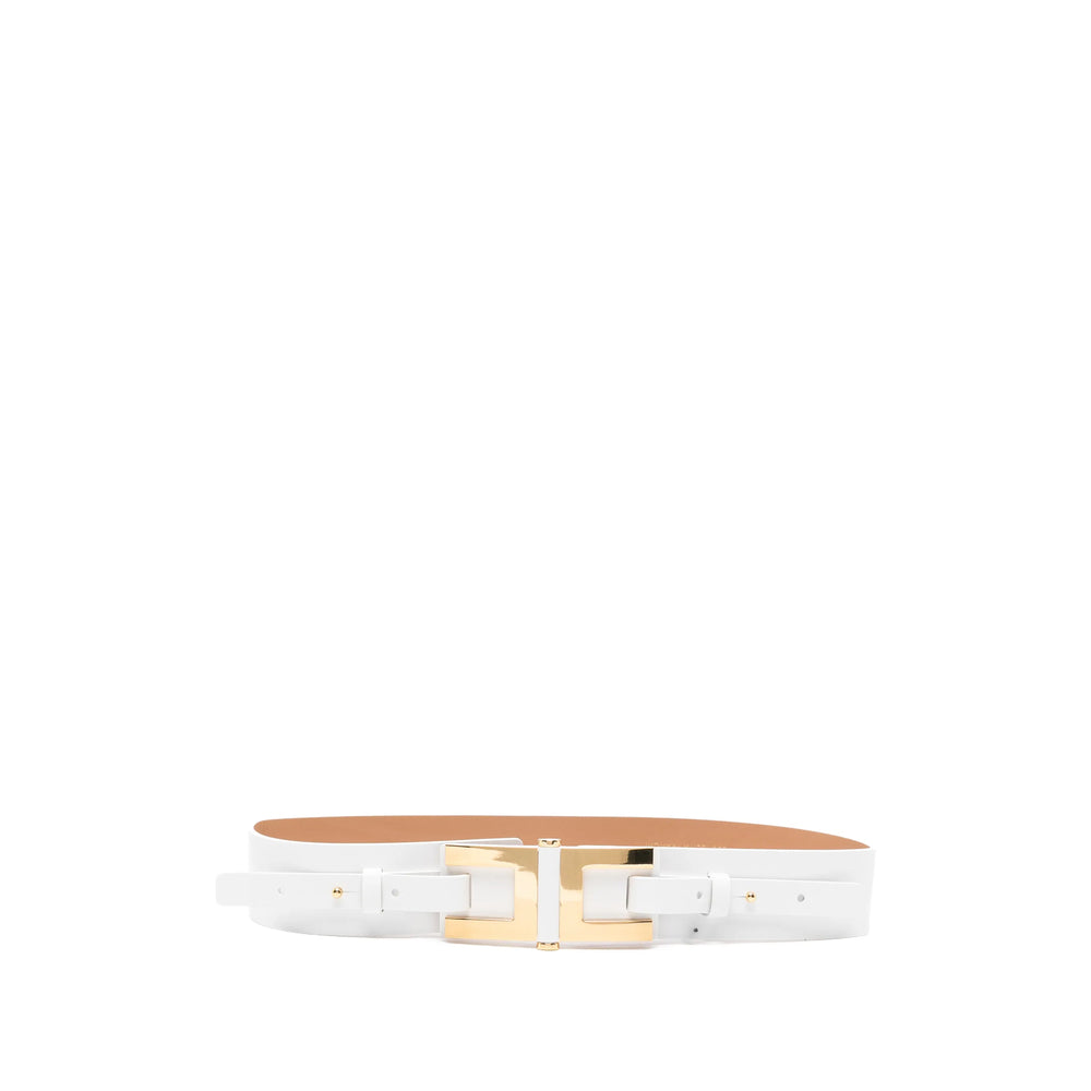 Belt Elisabetta Franchi White Calf Leather: 100