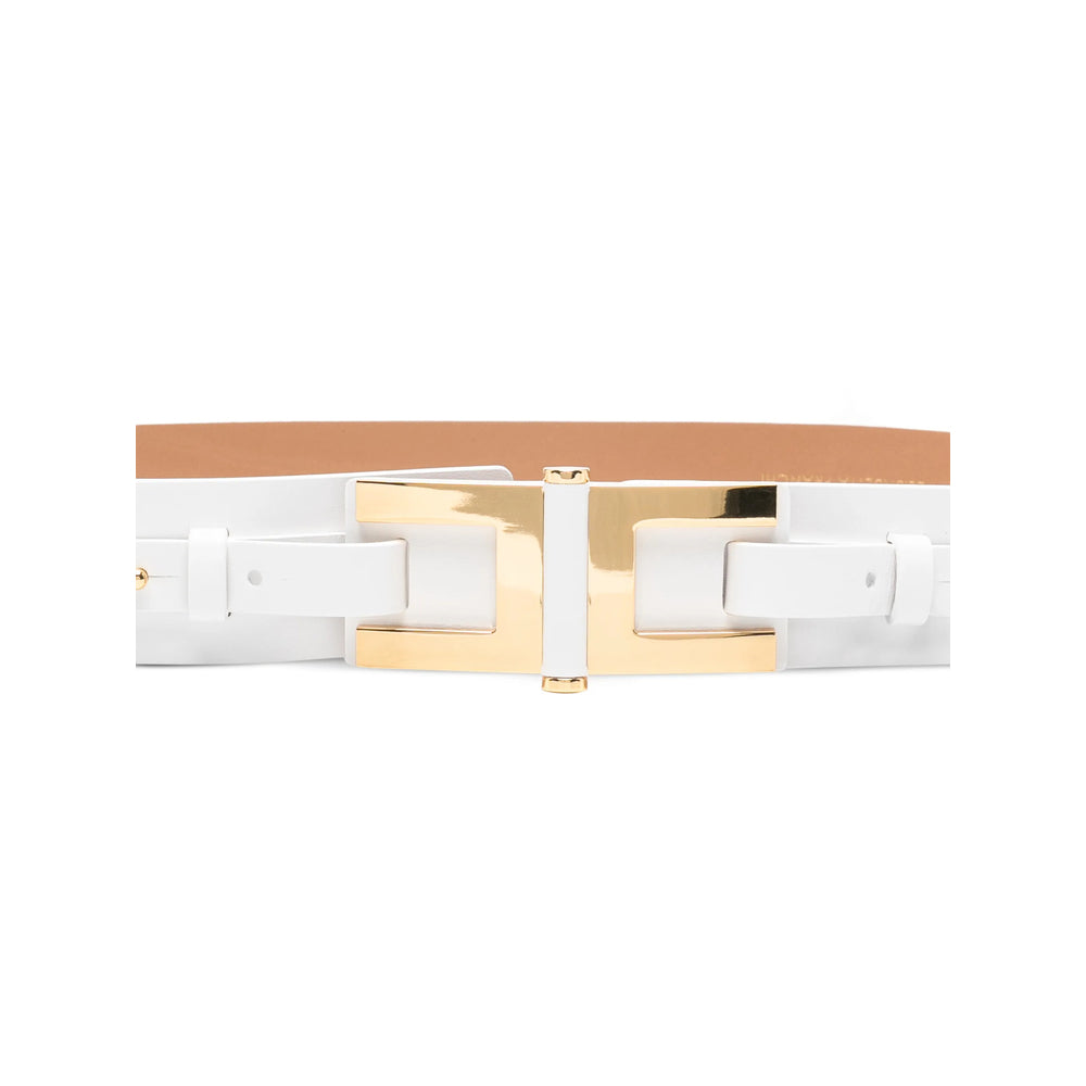Belt Elisabetta Franchi White Calf Leather: 100