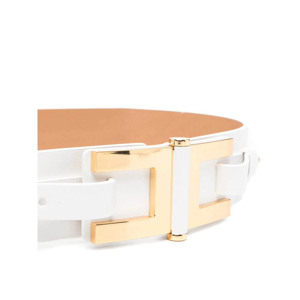 Belt Elisabetta Franchi White Calf Leather: 100