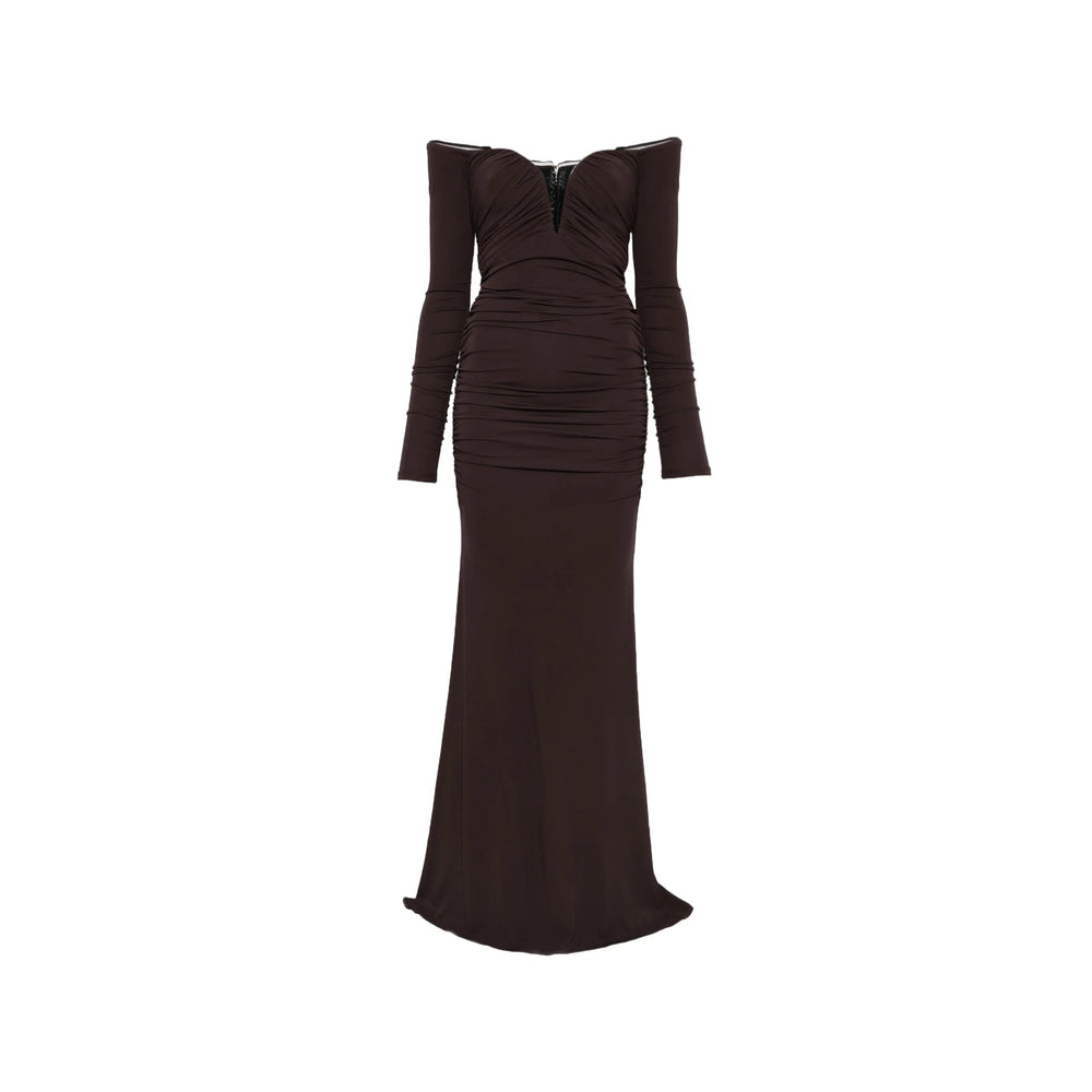 Dress Elisabetta Franchi Brown Lining Polyamide: 90
