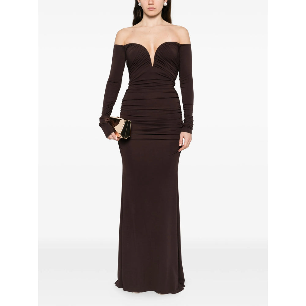 Dress Elisabetta Franchi Brown Lining Polyamide: 90