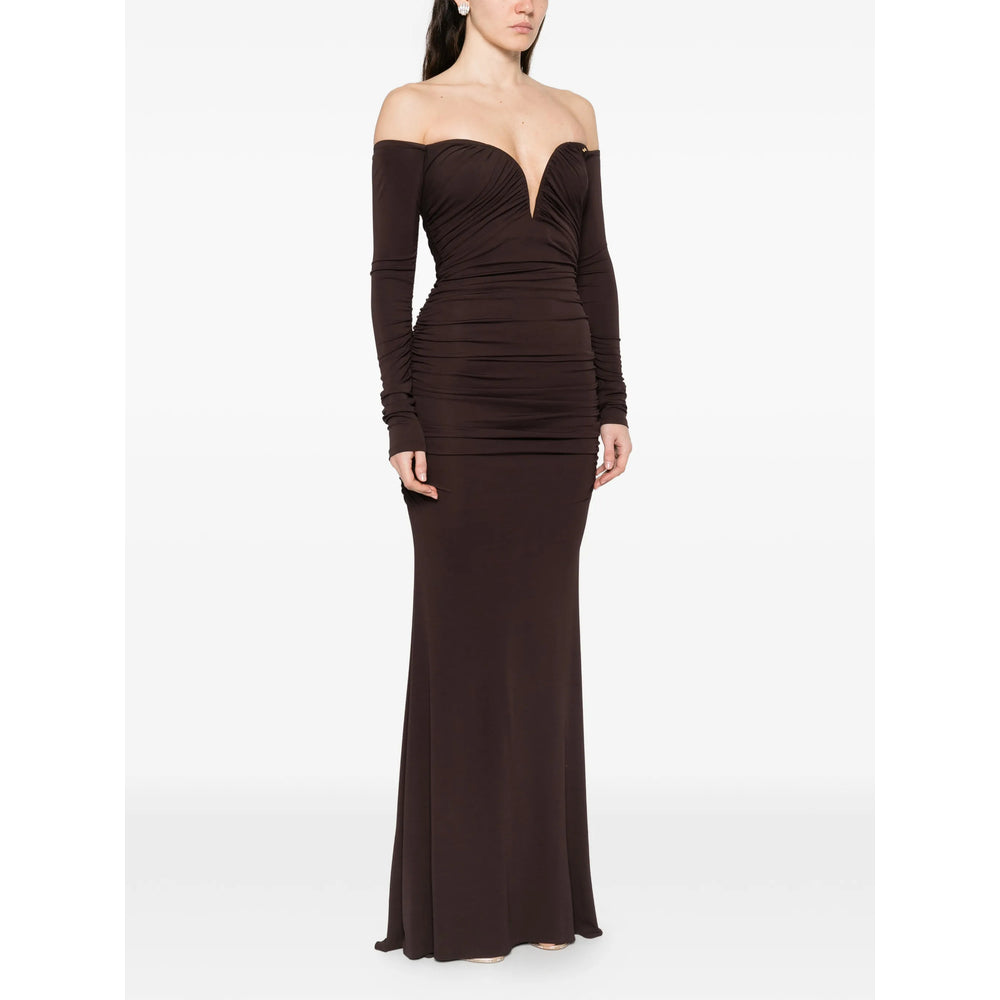 Dress Elisabetta Franchi Brown Lining Polyamide: 90