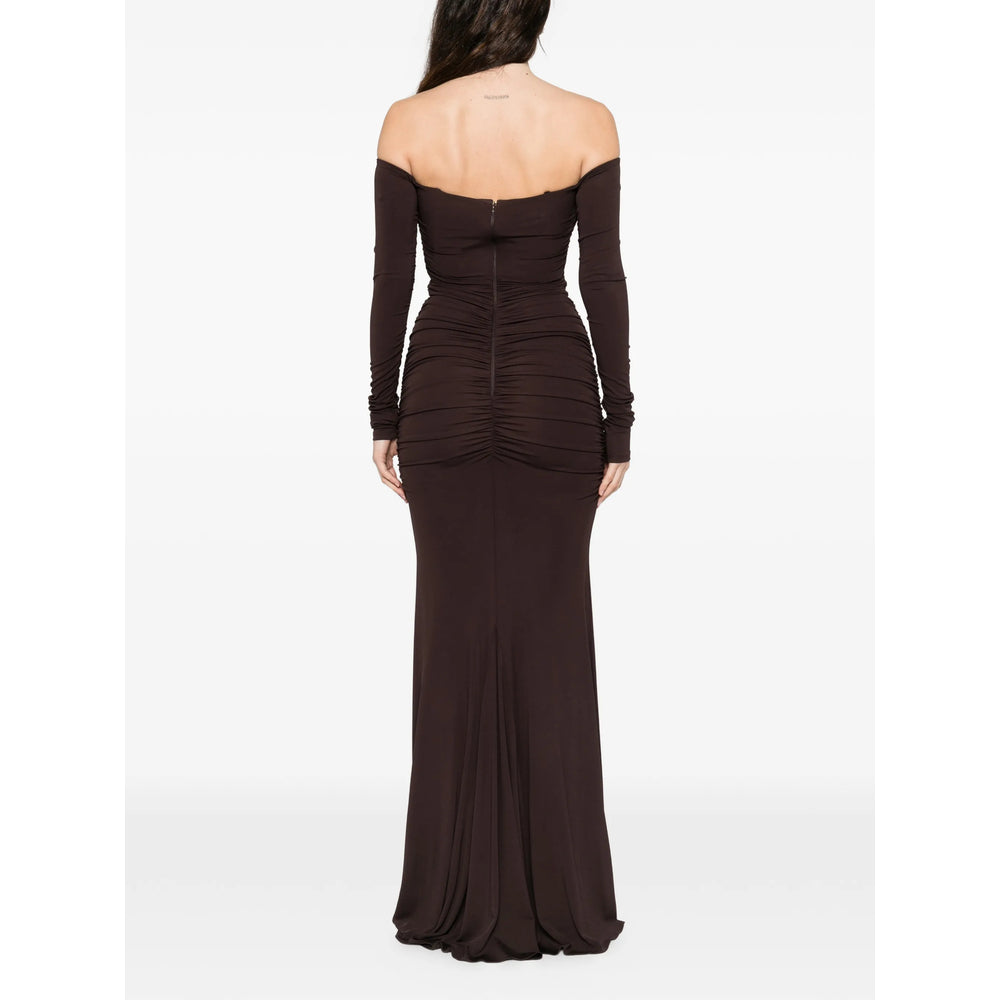 Dress Elisabetta Franchi Brown Lining Polyamide: 90