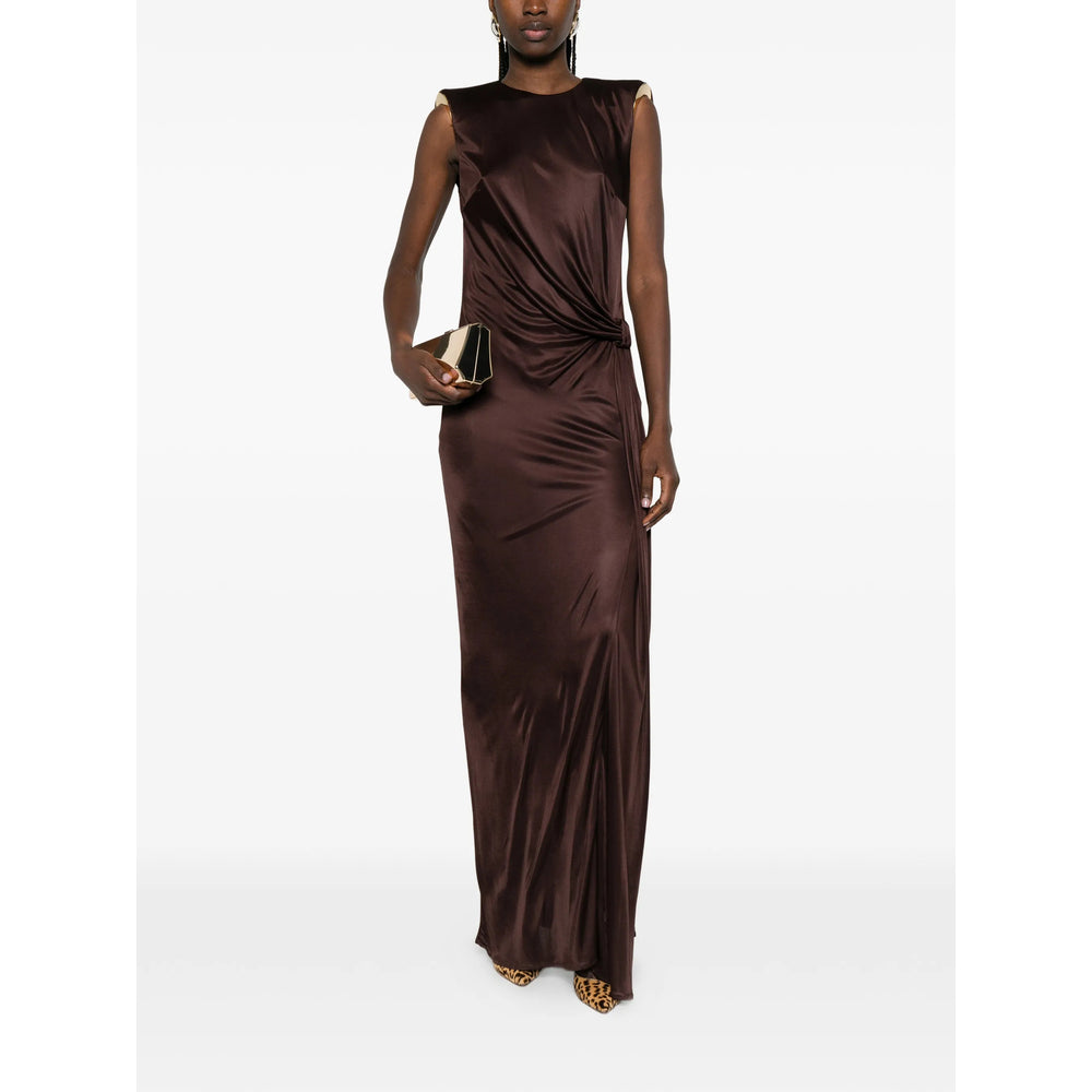 Dress Elisabetta Franchi Brown Lining Polyamide: 77
