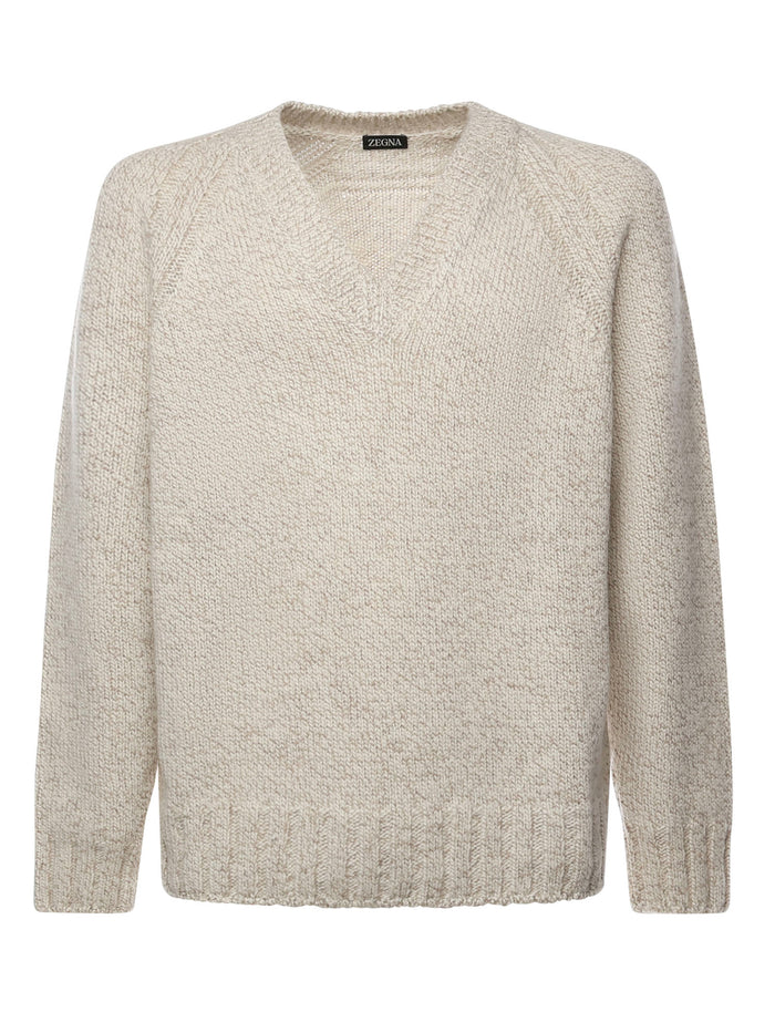 Zegna Sweaters Light Taupe/white Melange Cashmere