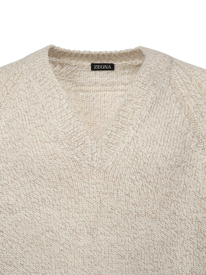 Zegna Sweaters Light Taupe/white Melange Cashmere