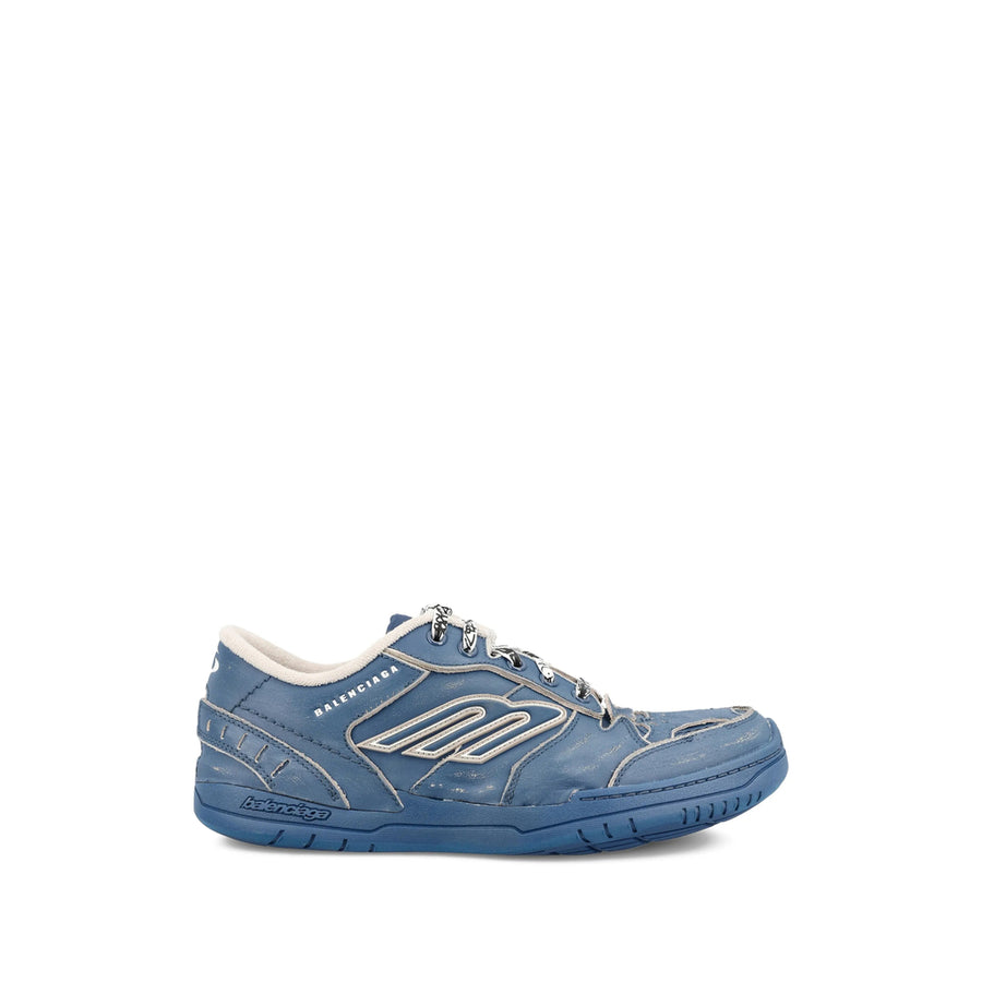 Trainers Blue Leather And Mesh Calf