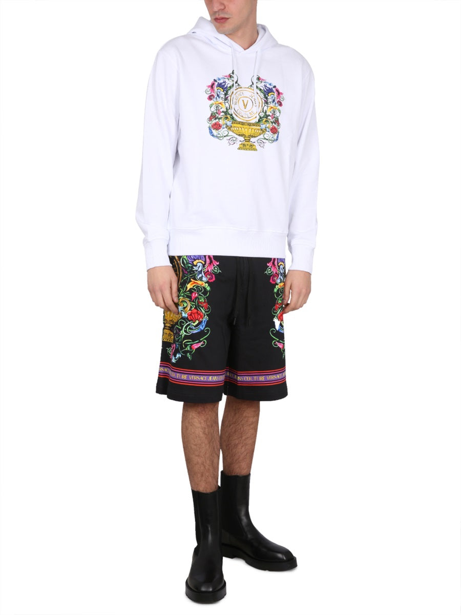 Sweatshirt With Logo Print White Cotton Sweatshirts