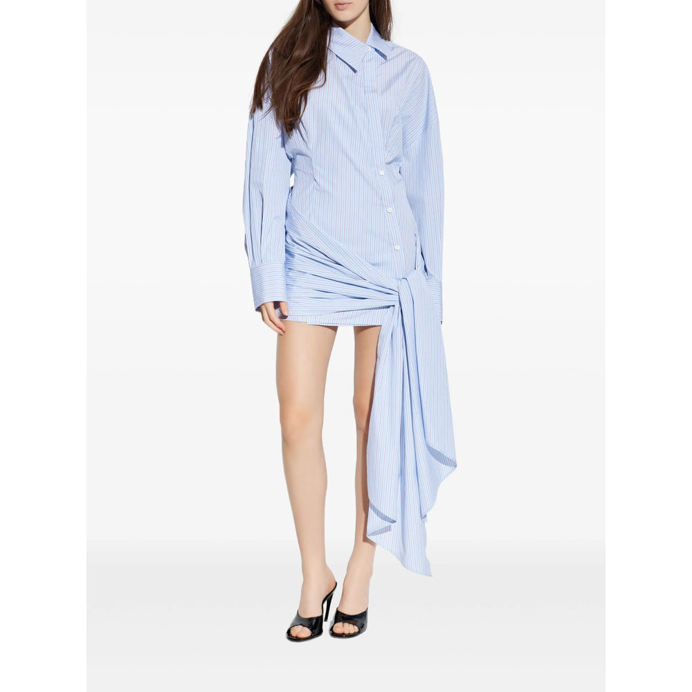Dress The Attico Blue/white Cotton: 100