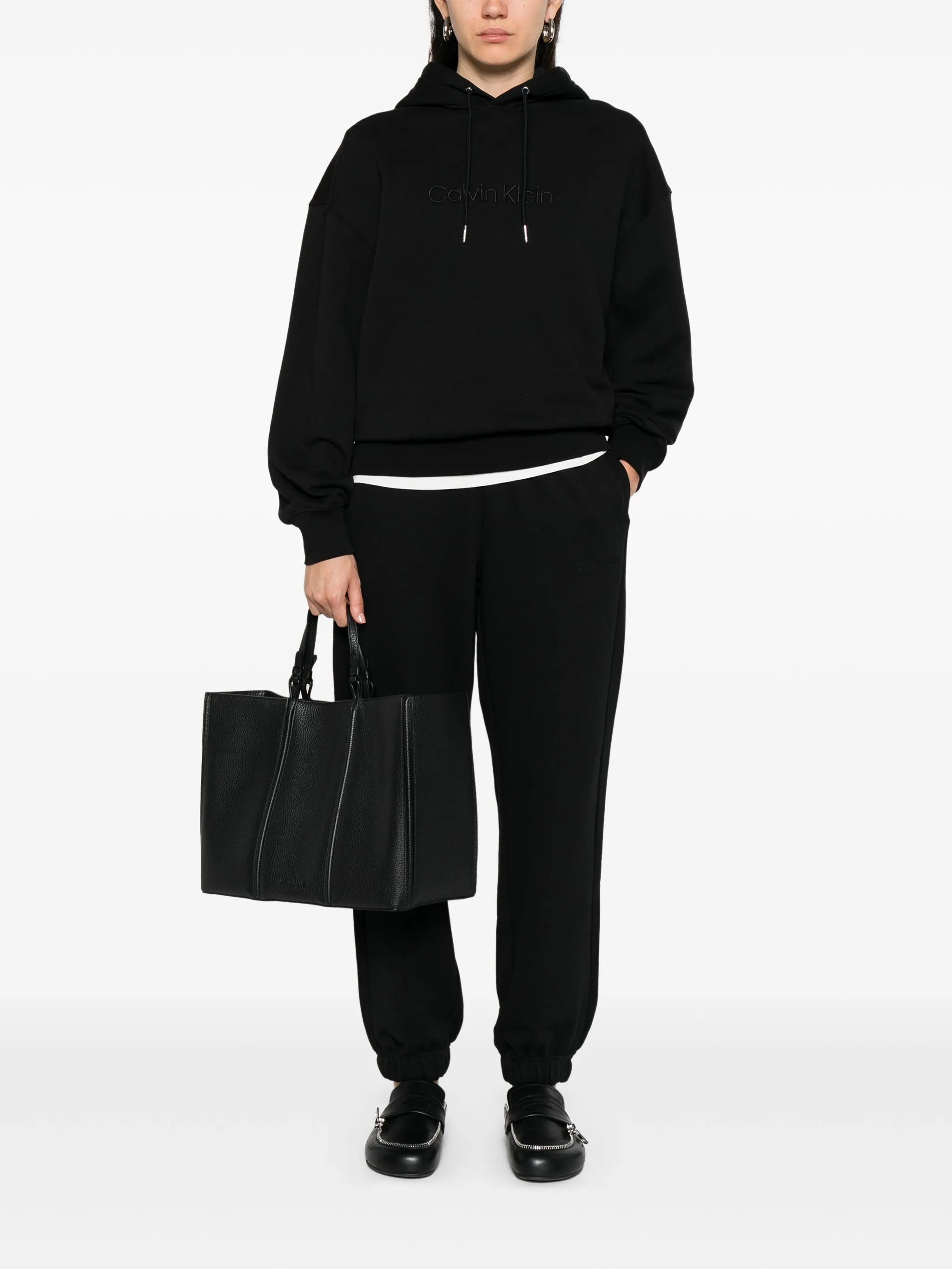 Ls French Terry Emb Logo Pant Black Pantaloni