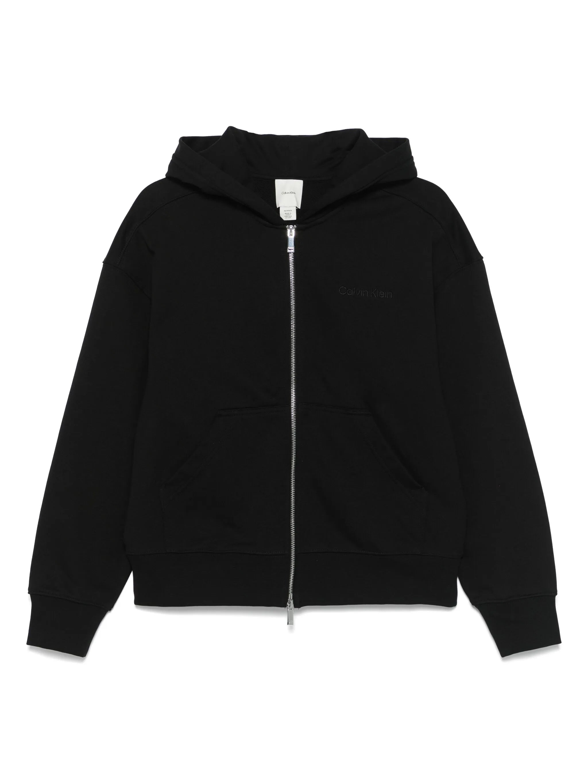 Logo Emb French Terry Fz Hoodie Black Felpa