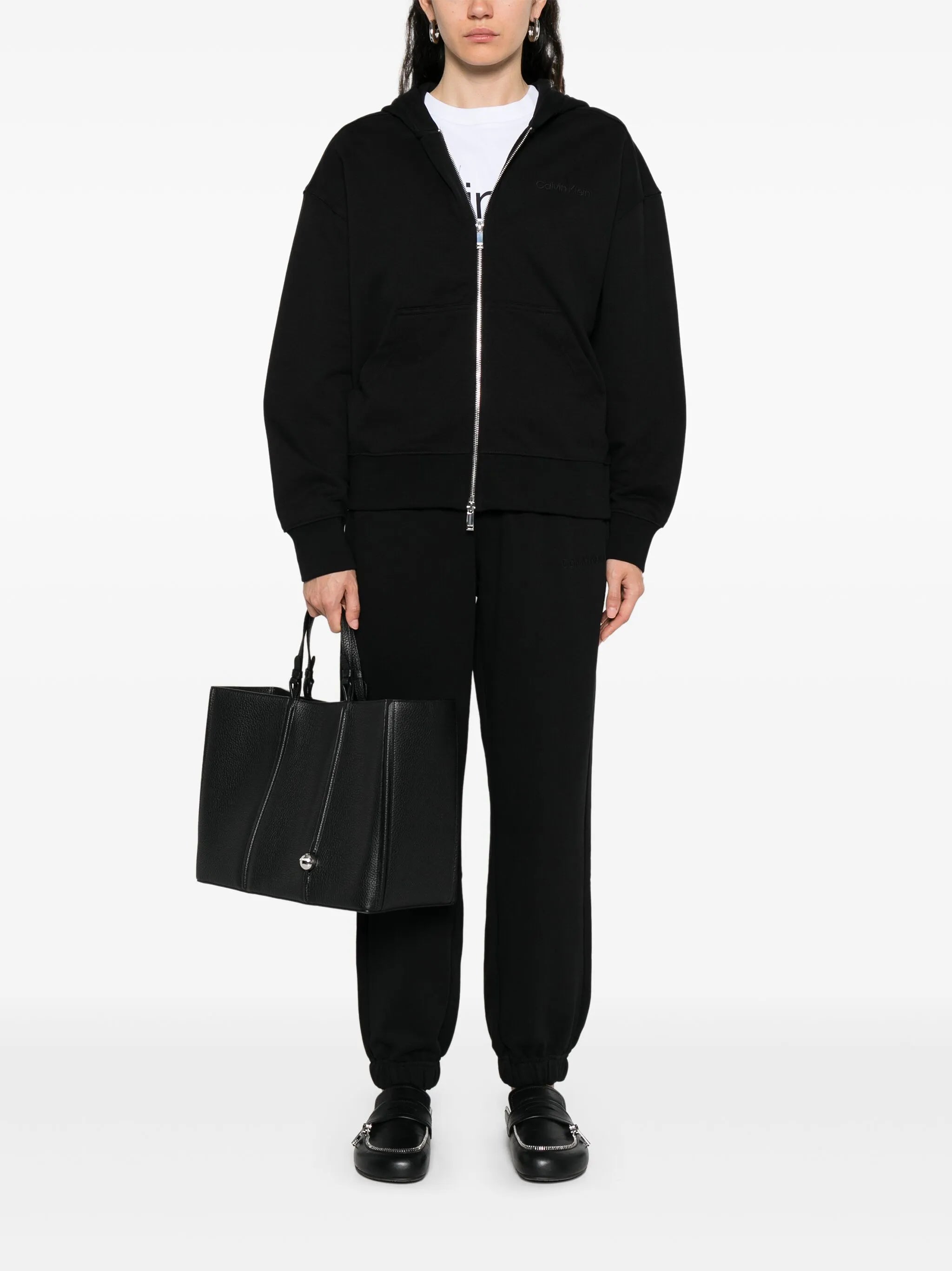 Logo Emb French Terry Fz Hoodie Black Felpa
