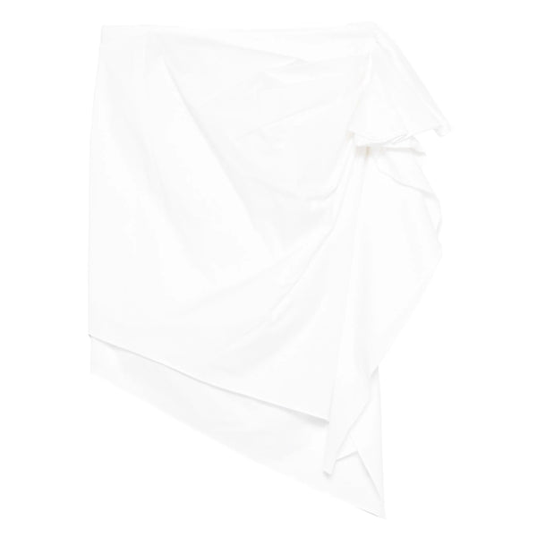 Asymmetric Hem Draped Skirt White Organic Cotton: 98. &