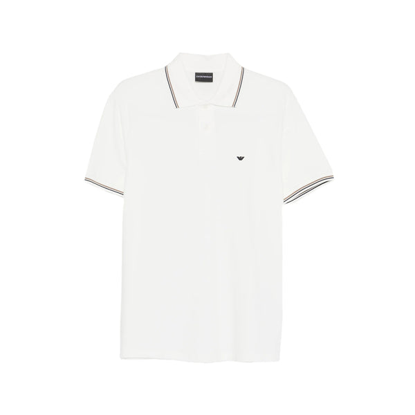 White Short Sleeve Polo Sweater Cotton 96. Shirts