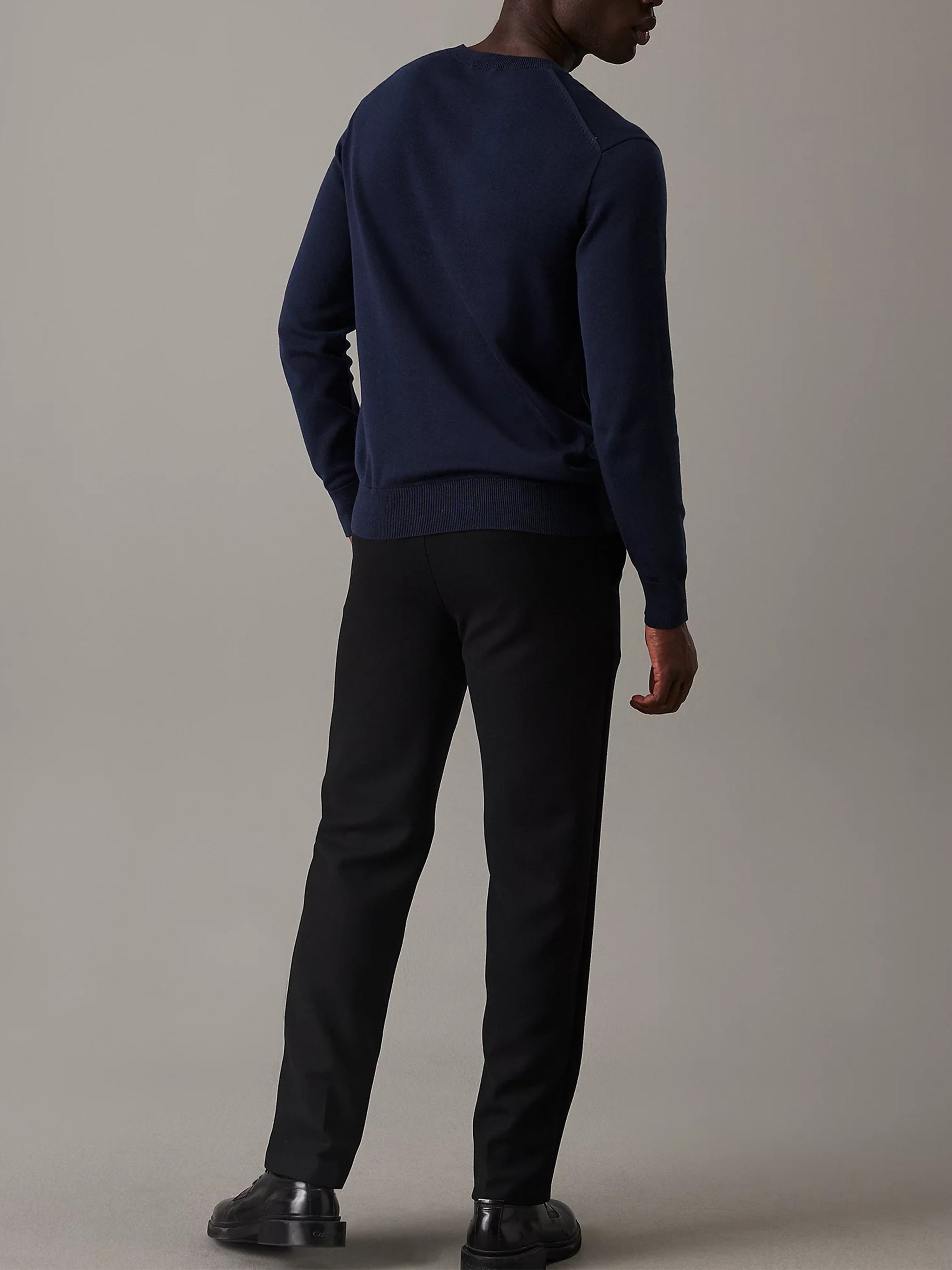 Ls Supima Cotton Crew 14gg Blue Felpa