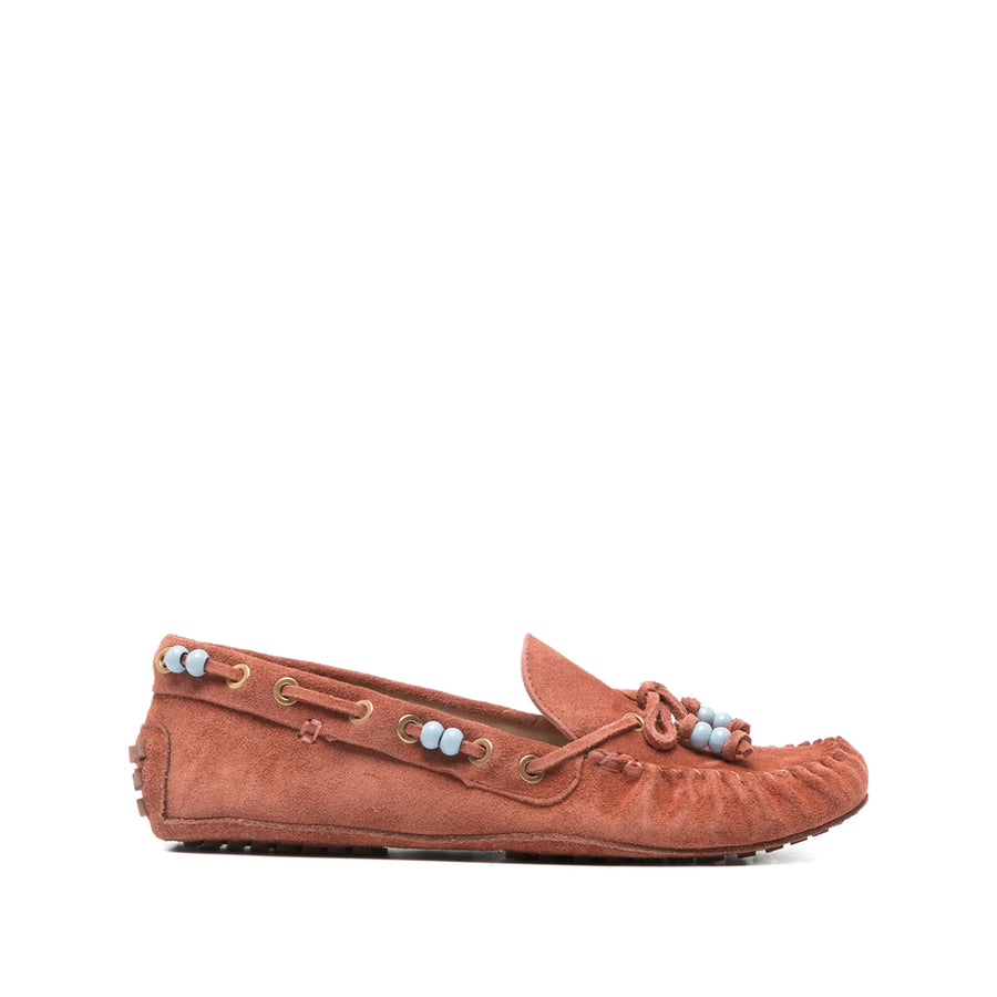 Slip-On Shoes With Bead Embellishment Brown Lining Polyurethane: 100. Loafers
