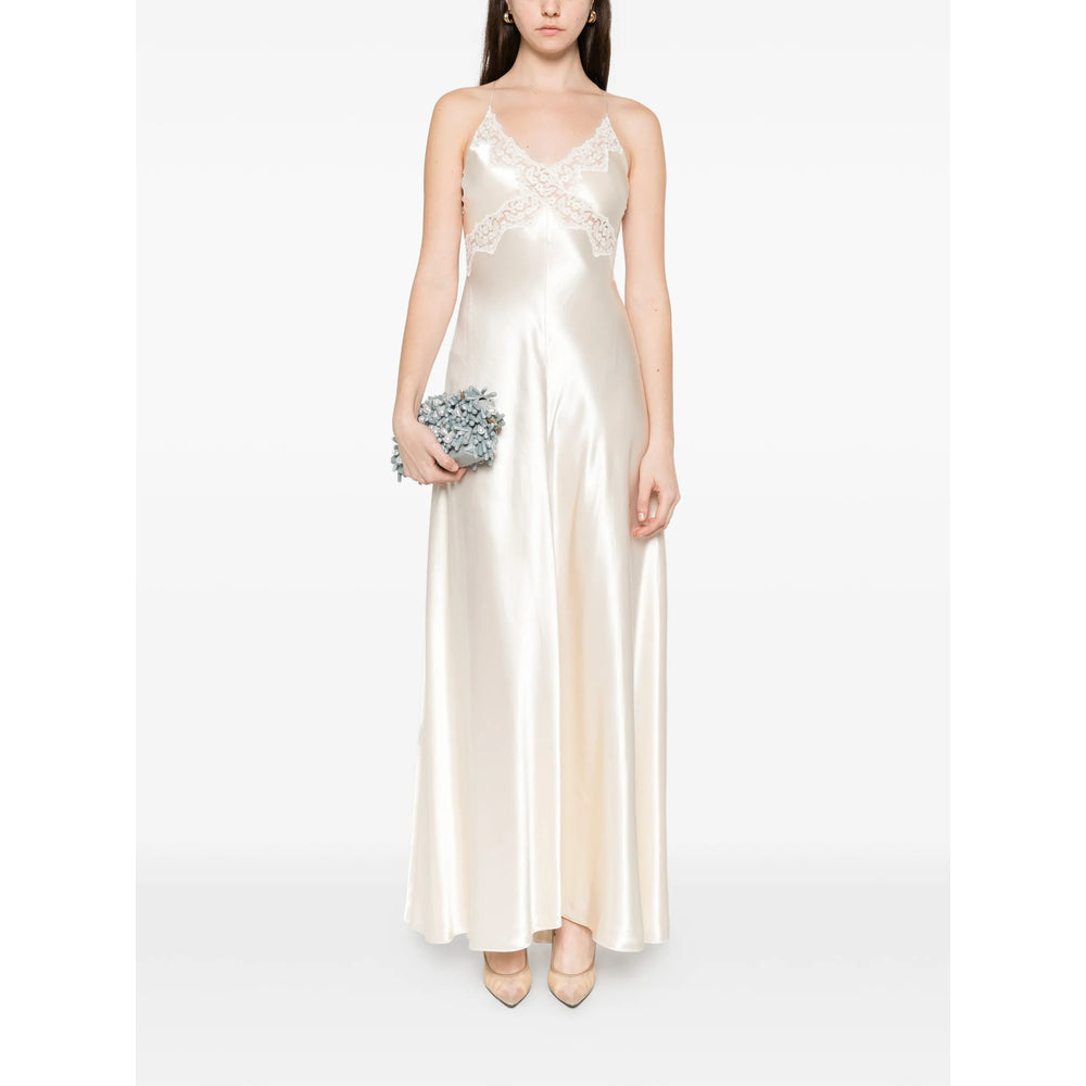 Dress Alberta Ferretti Neutrals/white Viscose: 100