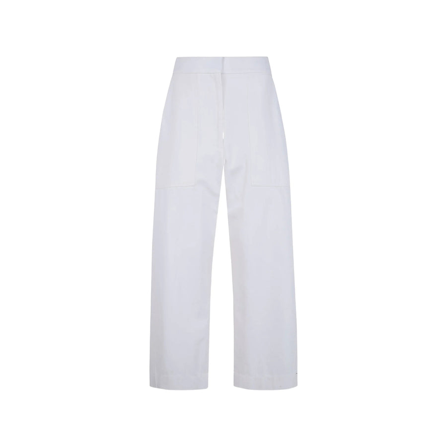 Straight Trousers White Cotton