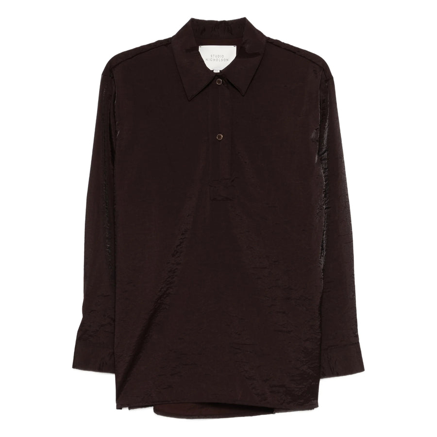 Brown Button Fastening Shirt With Long Sleeves Polyamide: 56