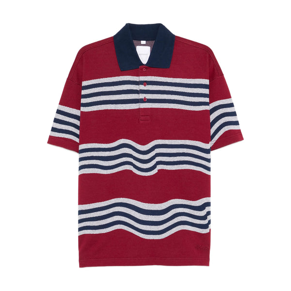 Crimson Red Striped Short Sleeve Sweater Red/blue Cotton: 100. Polo Shirts