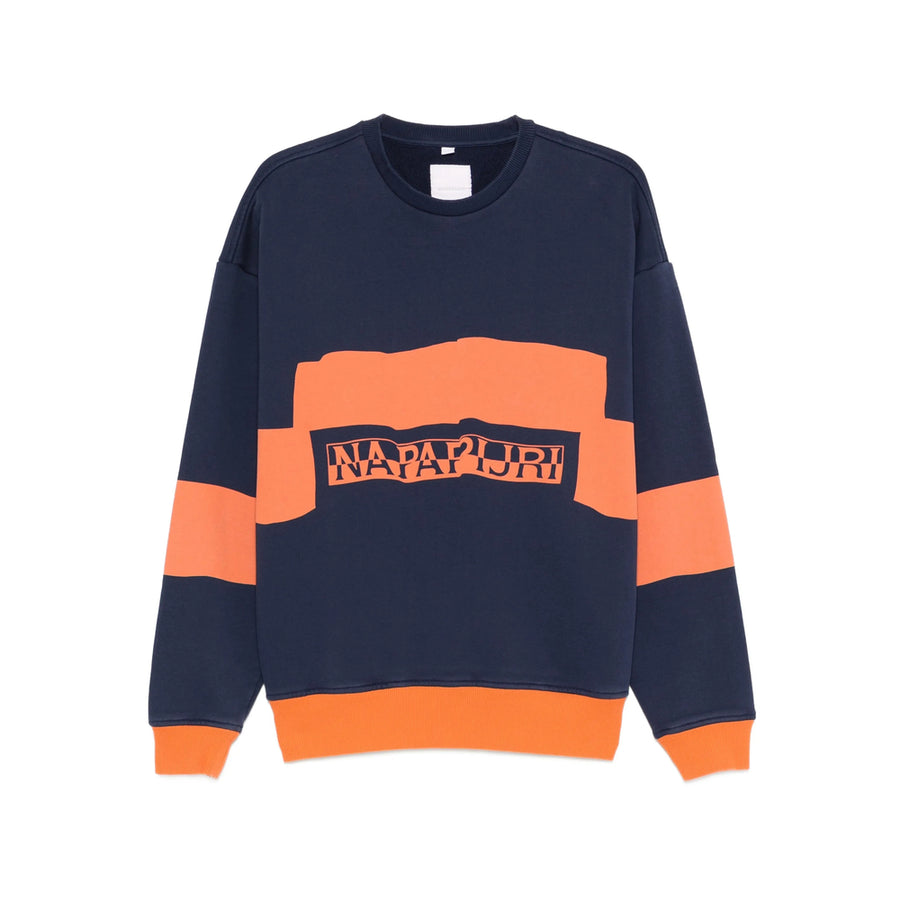 T-Shirt With Dark Blue Stripes Blue/orange Cotton: 100. Sweatshirts